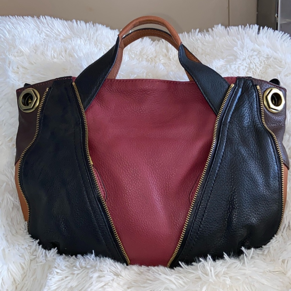 orYANY pebble leather handbag color block